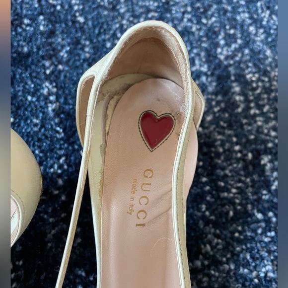 Gucci White GG Crystal Bamboo Unia Heels 8.5